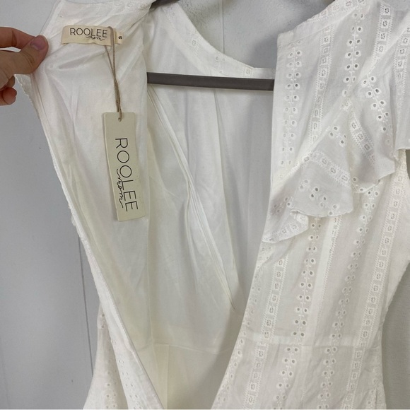 Roolee Mom Dress S Eyelet Lace Knee Length Ruffle Sleeve Nursing Breastfeeding - Picture 15 of 16